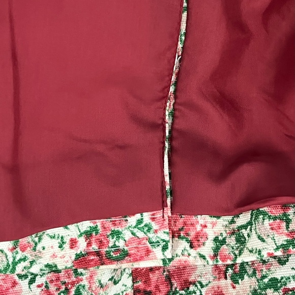 TALBOTS Floral Print Cotton Blazer Three Button Red Burgundy Rose Size Small - Picture 7 of 10